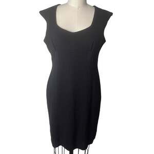 Exclusively Misook Black Bodycon Cap Sleeve Dress Petite Large